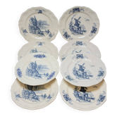 8 Large Vintage Sarreguemines Flanders and Surrey Dinner Plates, White Decor