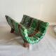 Dish and Asparagus Drainer in Green Barbotine Earthenware