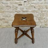 Solid wood and carved stool