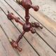 Wooden chandelier 3 branches & clip lampshades, rustic country