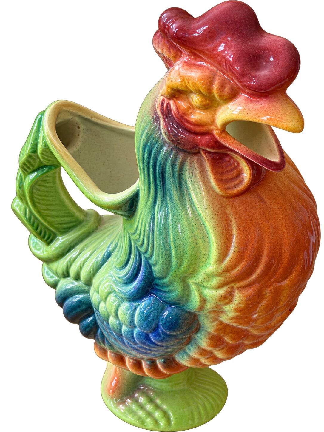 Jug with a rooster in slipware