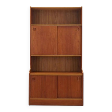 Danish teak veneered bookcase with sliding doors, 1970s