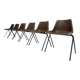 Brown and black set of 6 Polyprop chairs on a metal frame. The Polyprop cha
