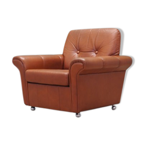 fauteuil en cuir, design danois, années 60, production: Danemark