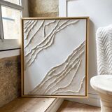White and cream textured relief painting
