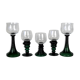 Set of 5 green römer glasses engraved with vine pattern - Bavarian crystal - 70s / 80s