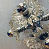 1970s german cosack sputnik dandelion hanging light chrome, glass