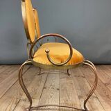 Wrought iron and velvet sofa