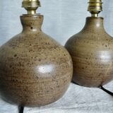 Pair of vintage Vallauris pyrite sandstone ball lamps 1960-70