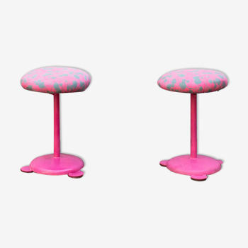 Pair of postmodern stools, italy 80s