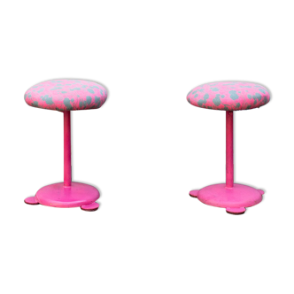 Pair of postmodern stools, italy 80s