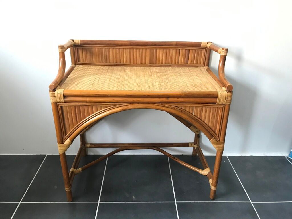 Coiffeuse bureau en rotin vintage