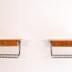 Pair of Scandinavian bedside tables to hang in teak 1960