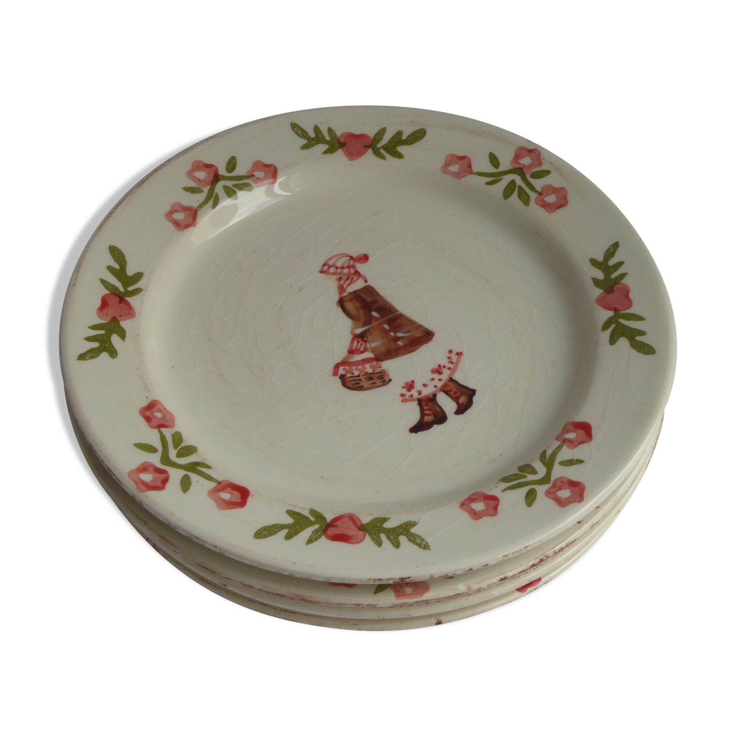 4 plates in old earthenware