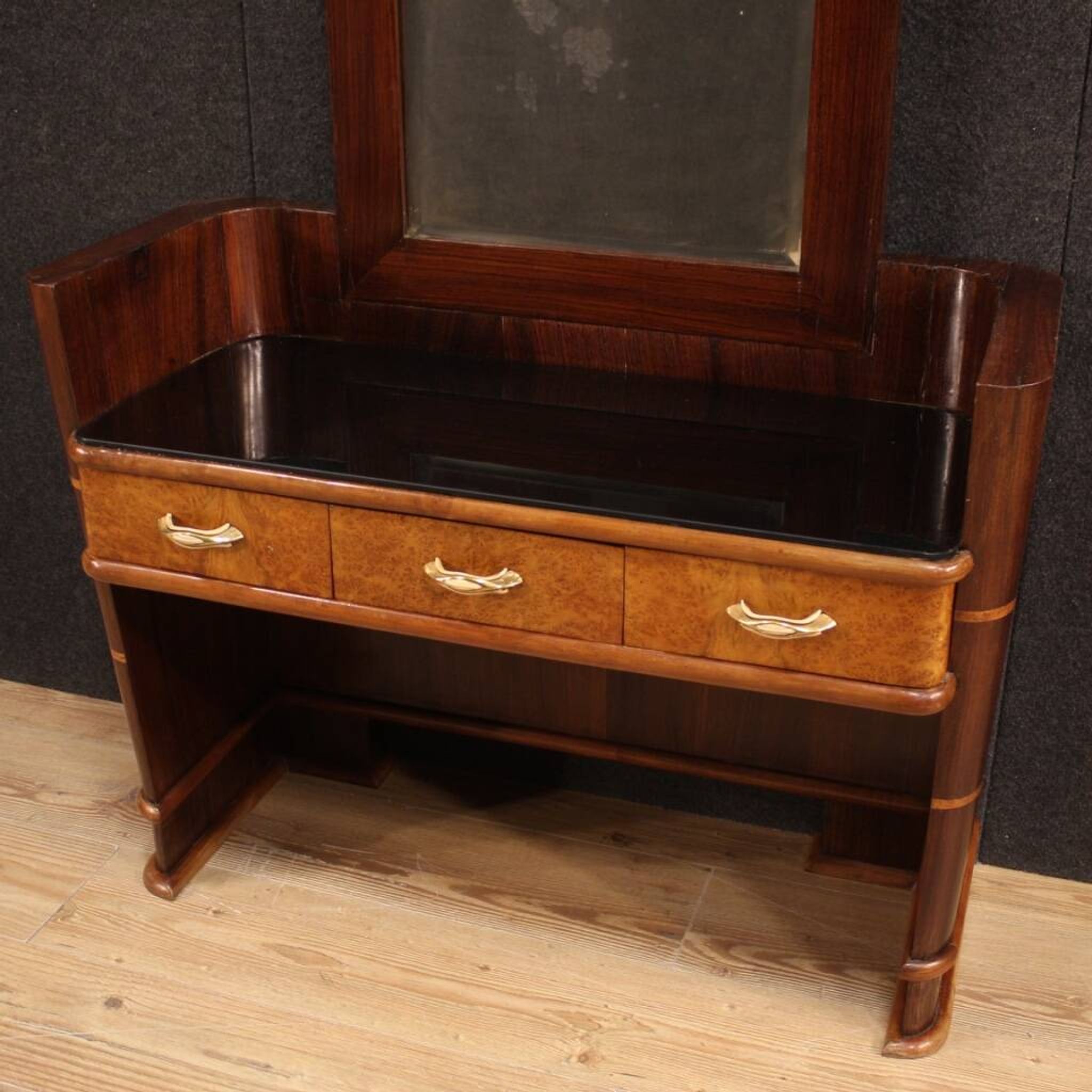 Italian wood design cheval mirror from 70s
