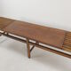 Bench in walnut and teak with brass feet, italy 1950s