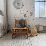Elm and leather armchair Maison Regain