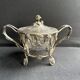 Sugar bowl/Candy bowl – Engraved crystal and silver metal