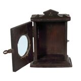 Small old wall display case clock box patina original india