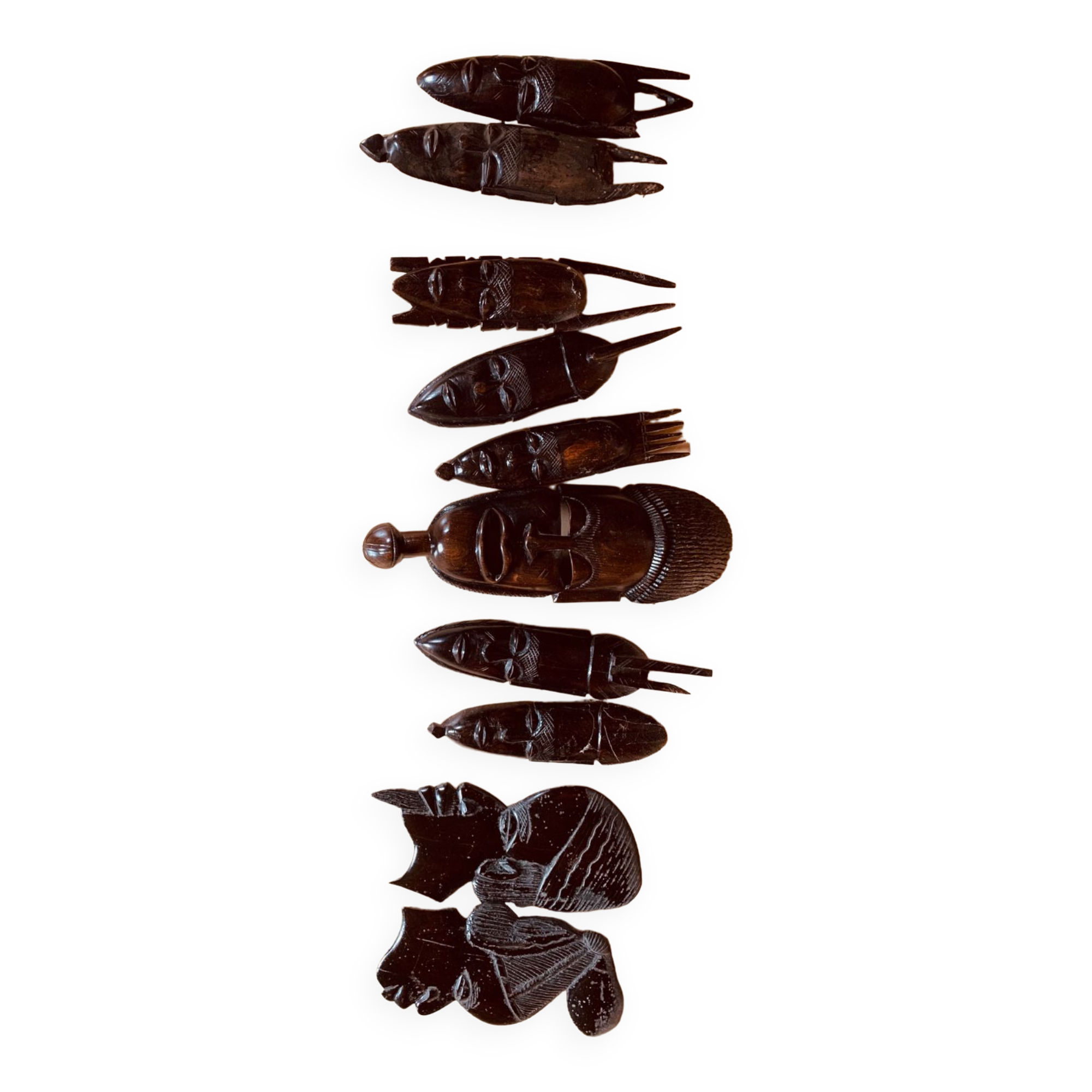 Set of 10 African masks