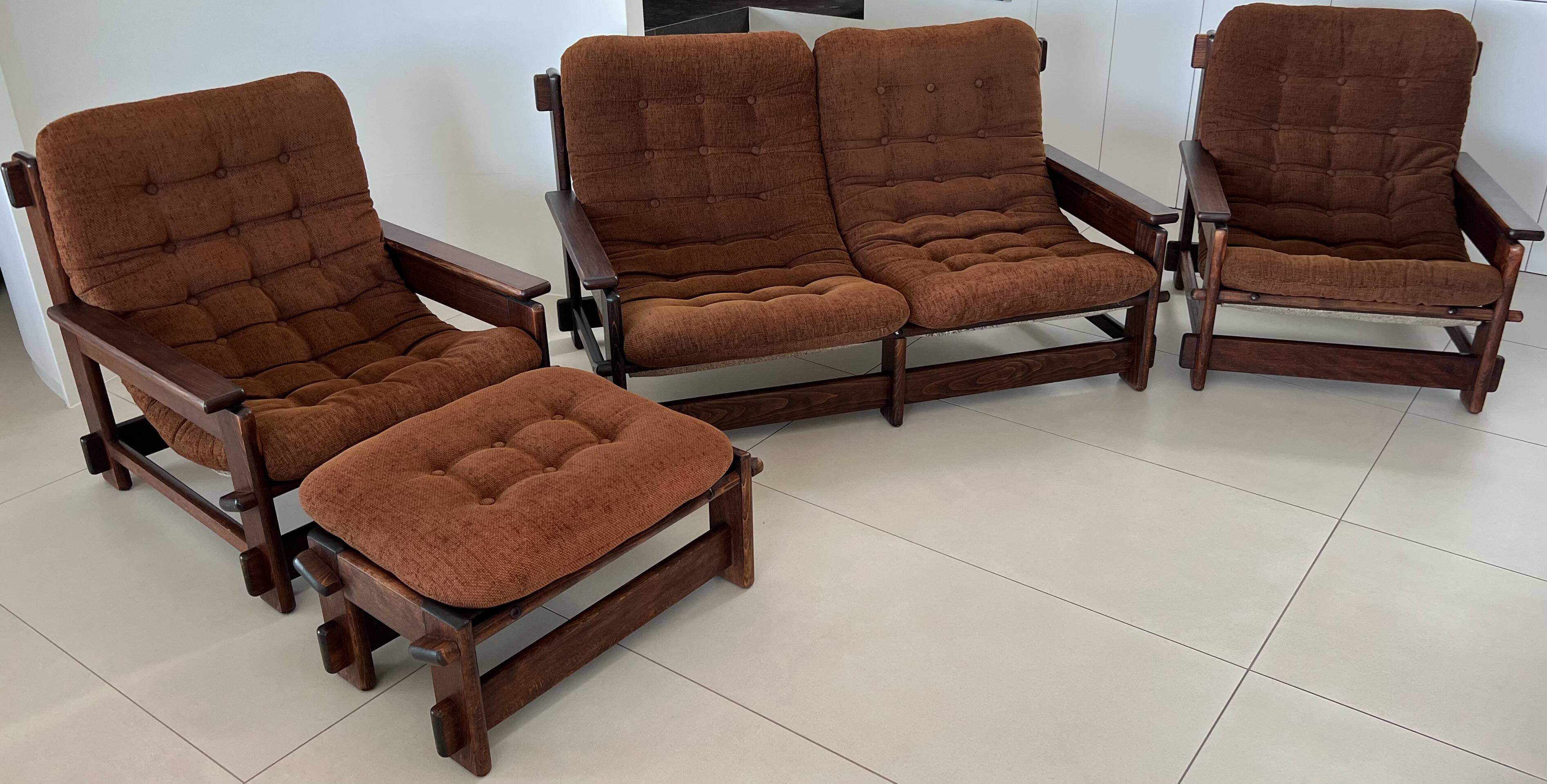 Scandinavian two-seater oak sofa, 1960s