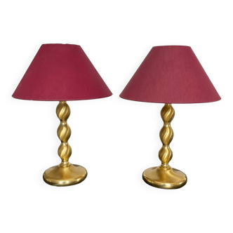 Paire de lampes en laiton des années 70