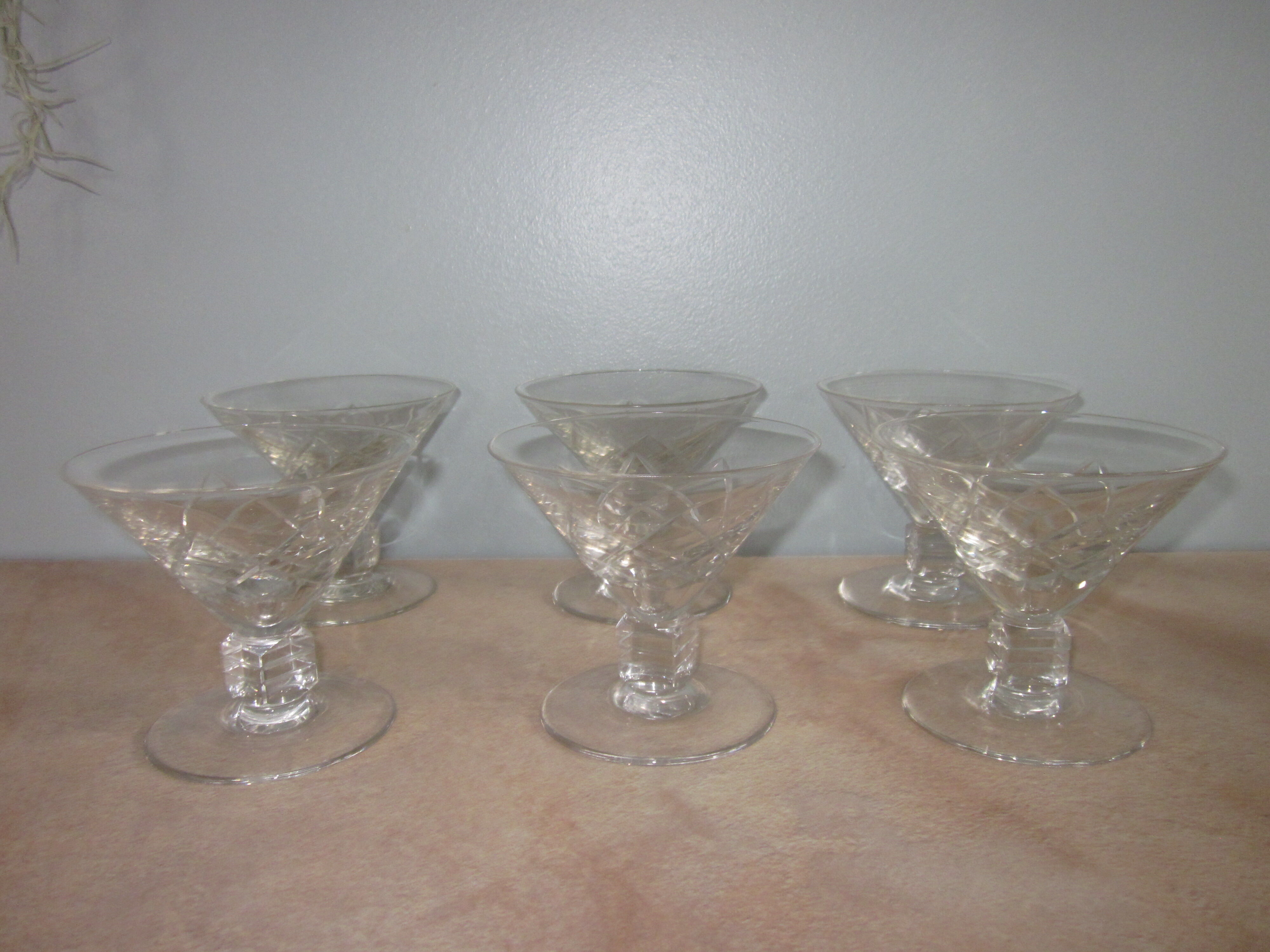 6 old champagne glasses
