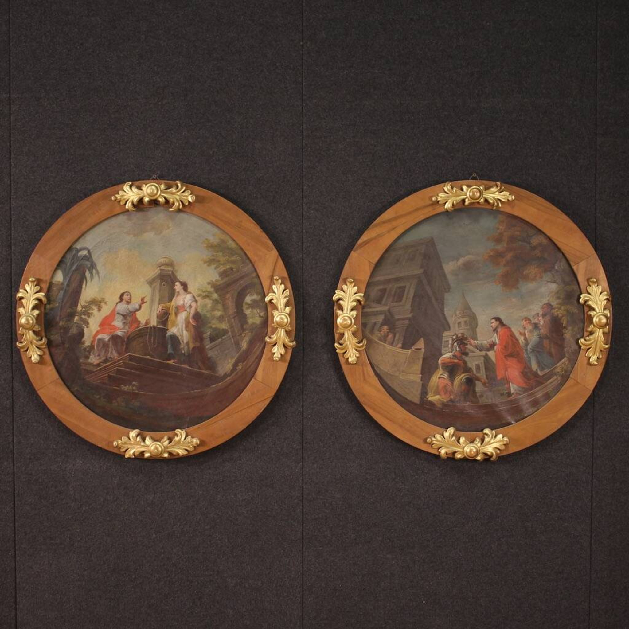 Round painting from the first half of the 19th century, the healing of the centurion's servant