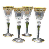 ST LOUIS Excellence - 4 large gold cut crystal wine glasses - H 22.4