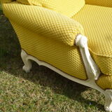 Set two chairs shabby chic fabric yellow