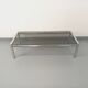 Vintage rectangular coffee table in smoked glass and chrome metal from the 1960s.
