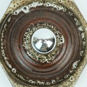 1 of 2 hexagonal mid century ceramic sconces wall lamps 1960s 1970s lava drip glaze beige brown