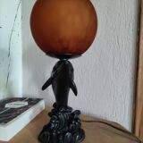Dolphin night light globe orange glass paste