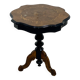 Two-tone black and mahogany pedestal table with mahogany veneer