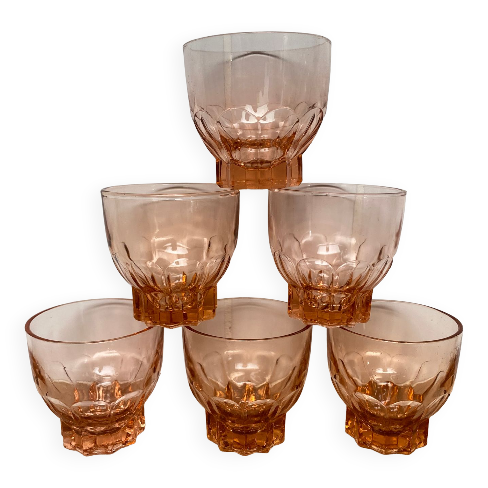 Set de 6 verres vintage Luminarc étoile rose
