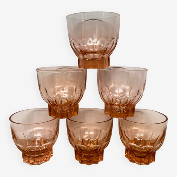 Set de 6 verres vintage Luminarc étoile rose