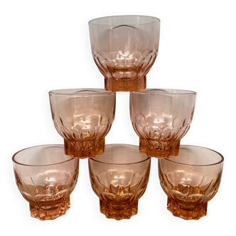 Set of 6 vintage Luminarc pink star glasses