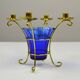 Brass and Cobalt Blue Glass Candle Holder, Sweden, 1960s