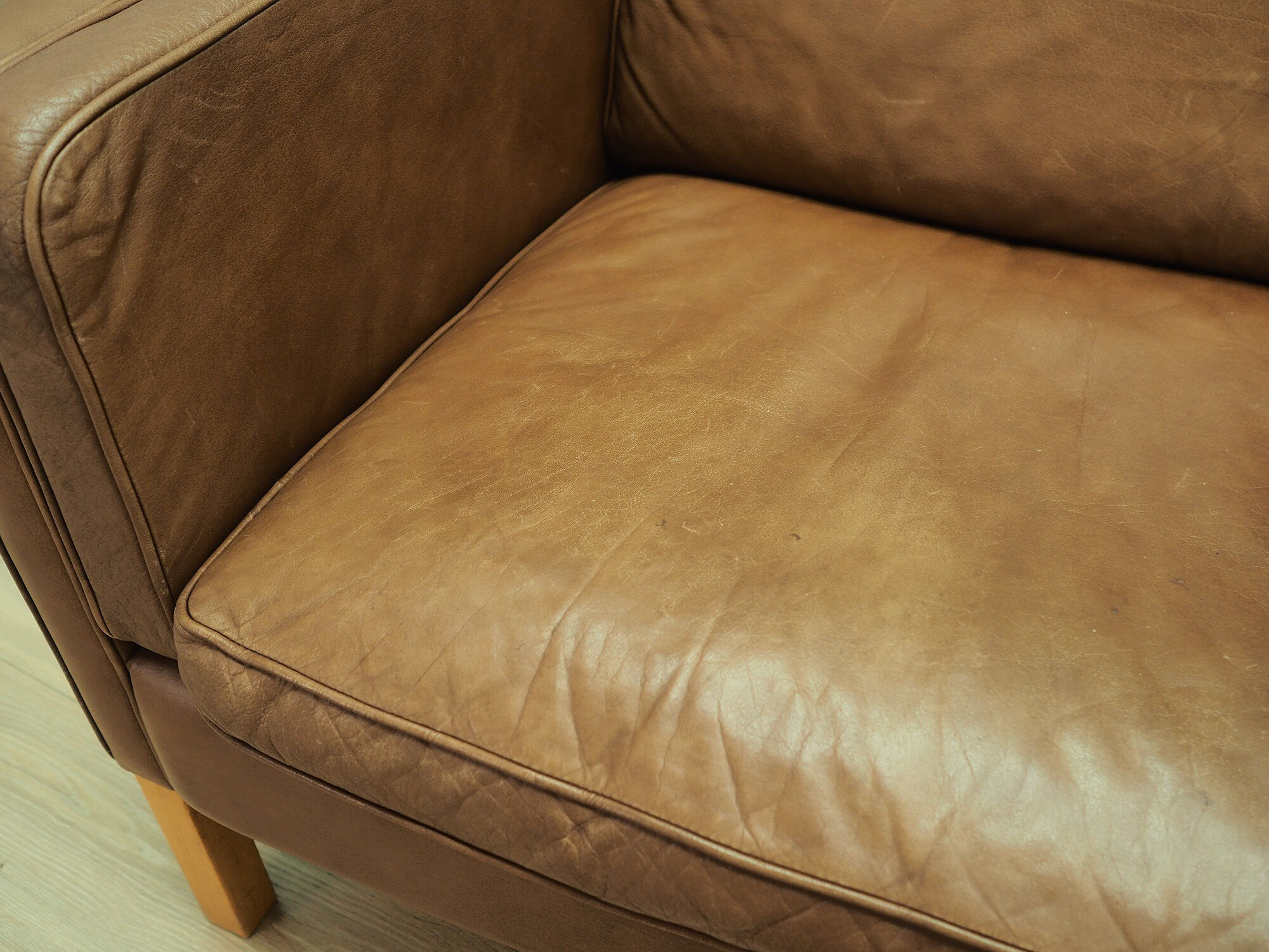 Sofa in brown leather, Danish design, 60's, designer: Mogensen Koch