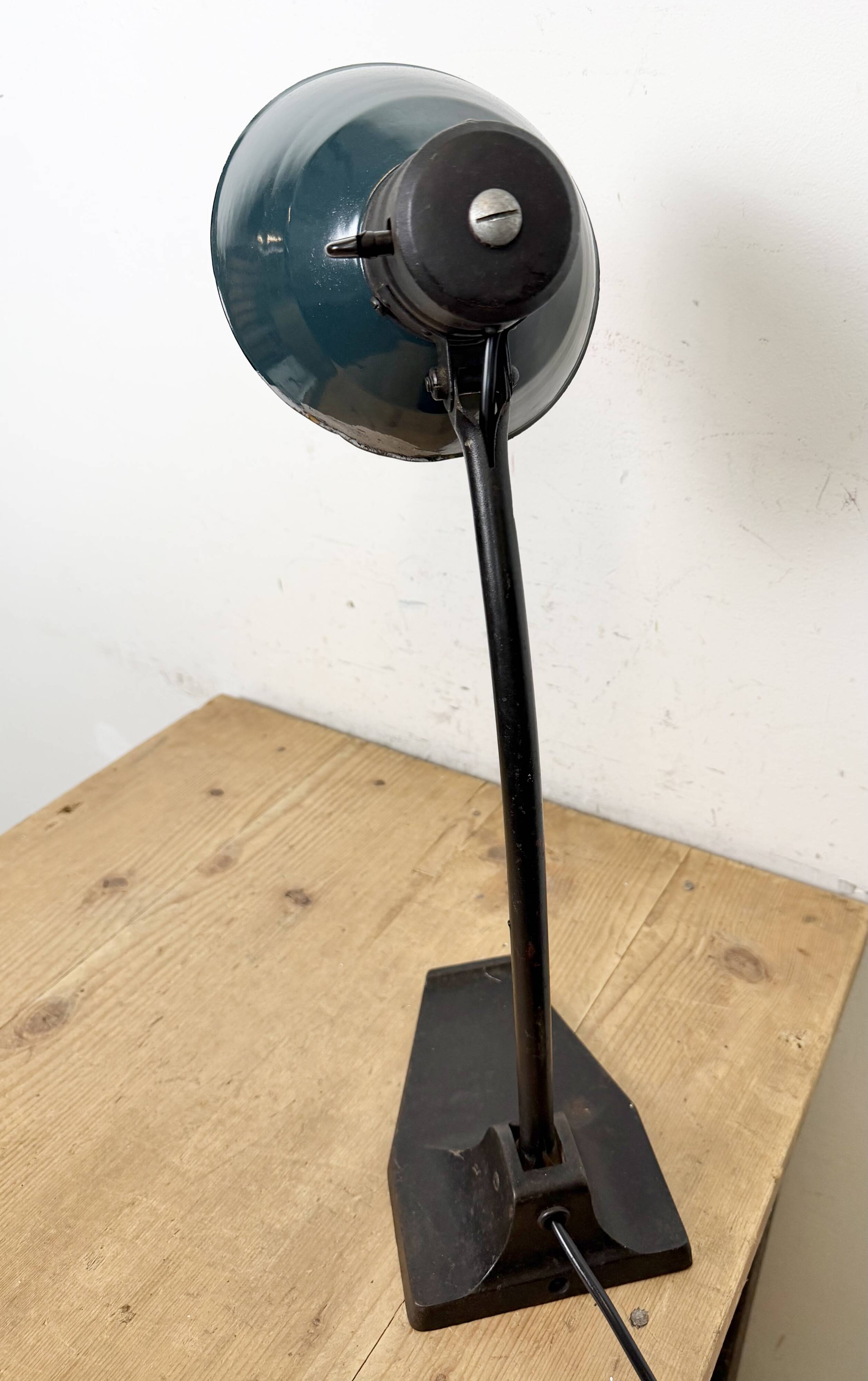 Vintage German Bauhaus Petrol Enamel Table Lamp from Schaco, 1930s