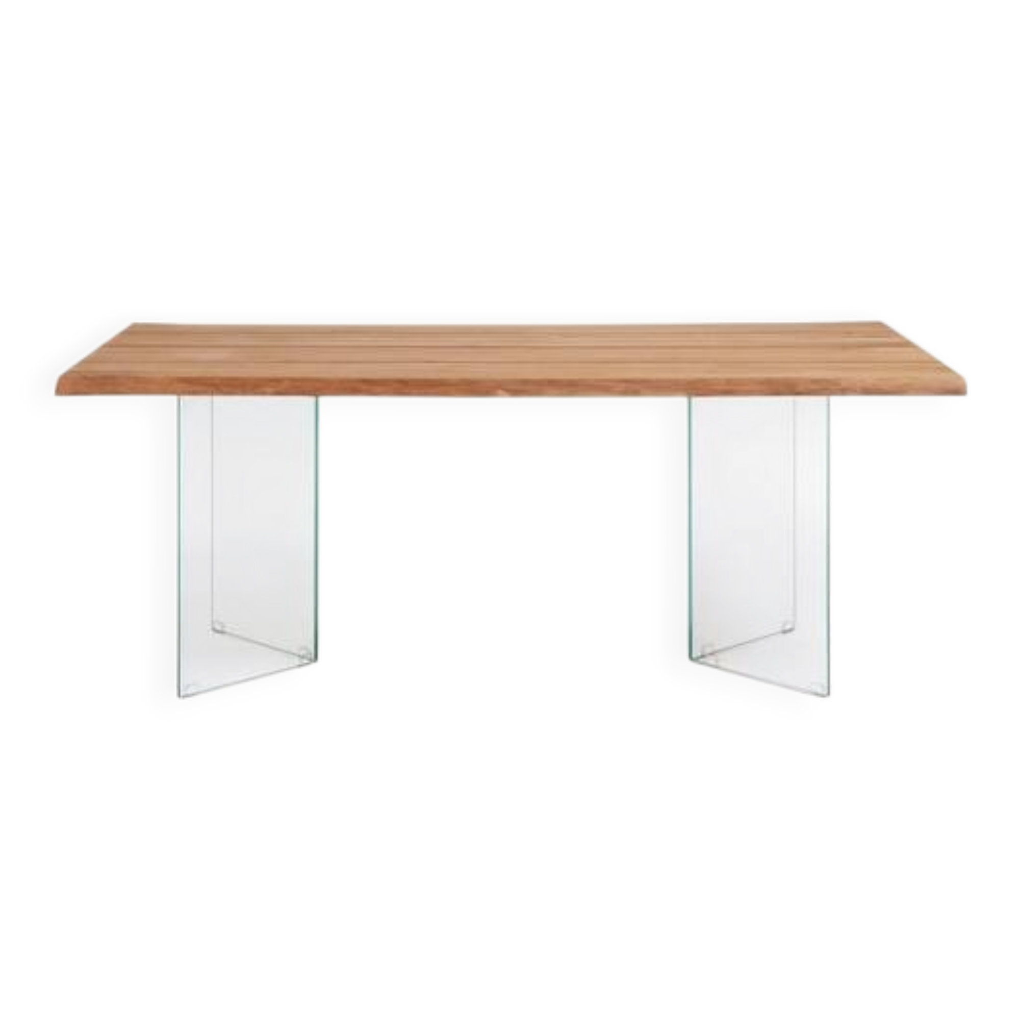 Oak table top with tempered glass legs – in perfect condition.