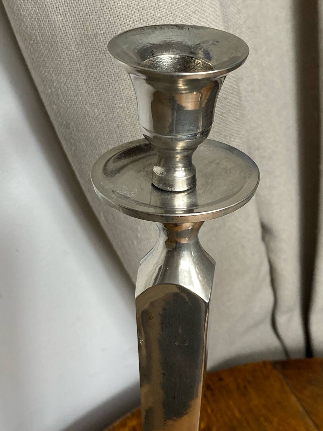 Pair of silver-plated candlesticks