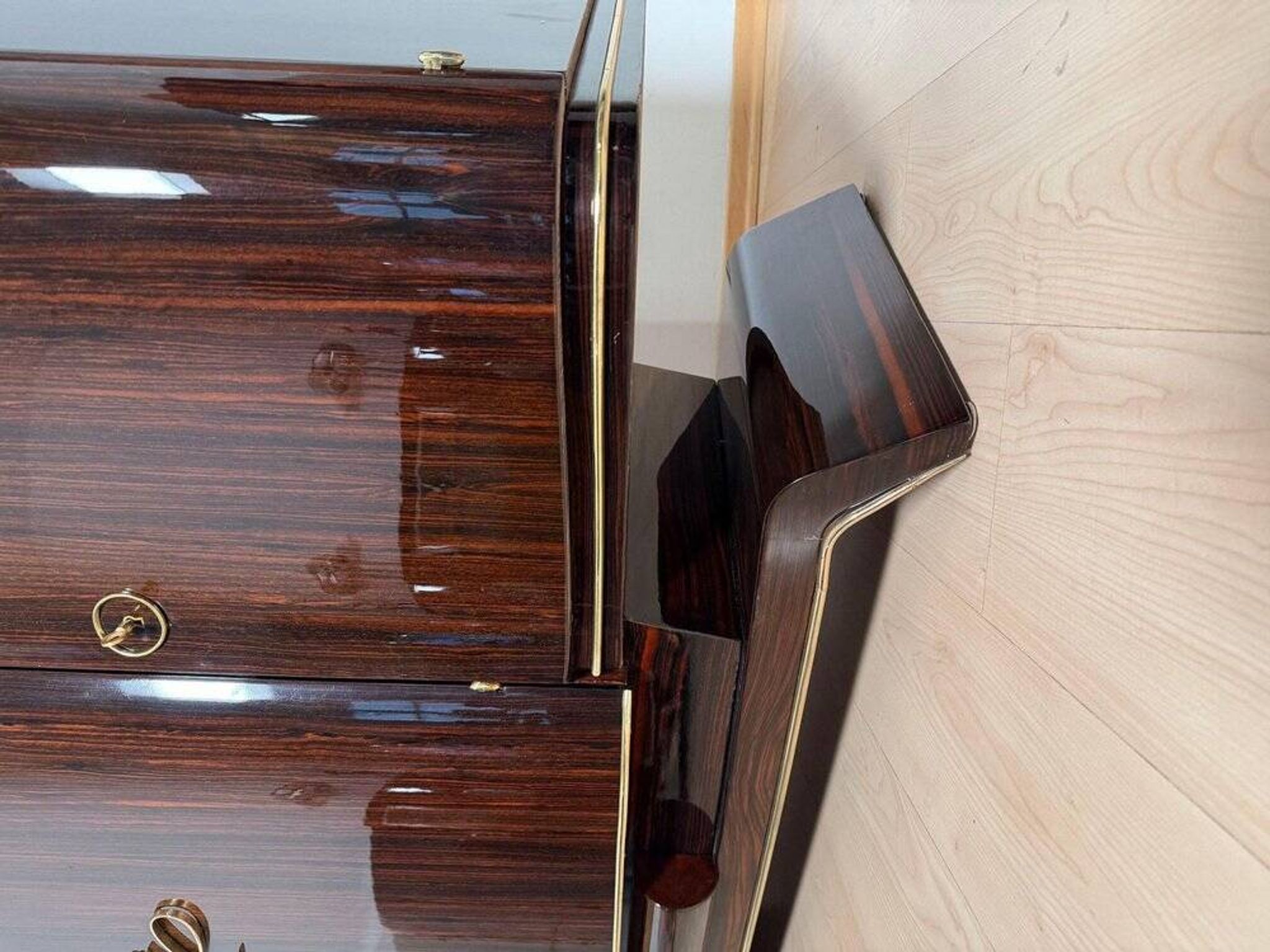 Art Deco Sideboard in Macassar Ebony and Brass, Paris, 1930s