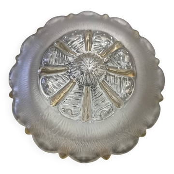 Wall ceiling lamp ø 21 cm frosted and amber glass 1960s moulded