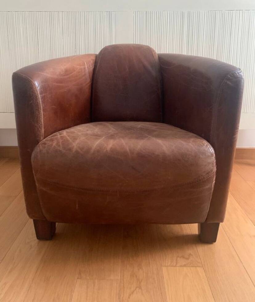 Club chair - vintage aviator in brown leather