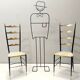 Pair of Vintage Brass and Metal Chiavarine Chairs with Yellow Fabric, Italy