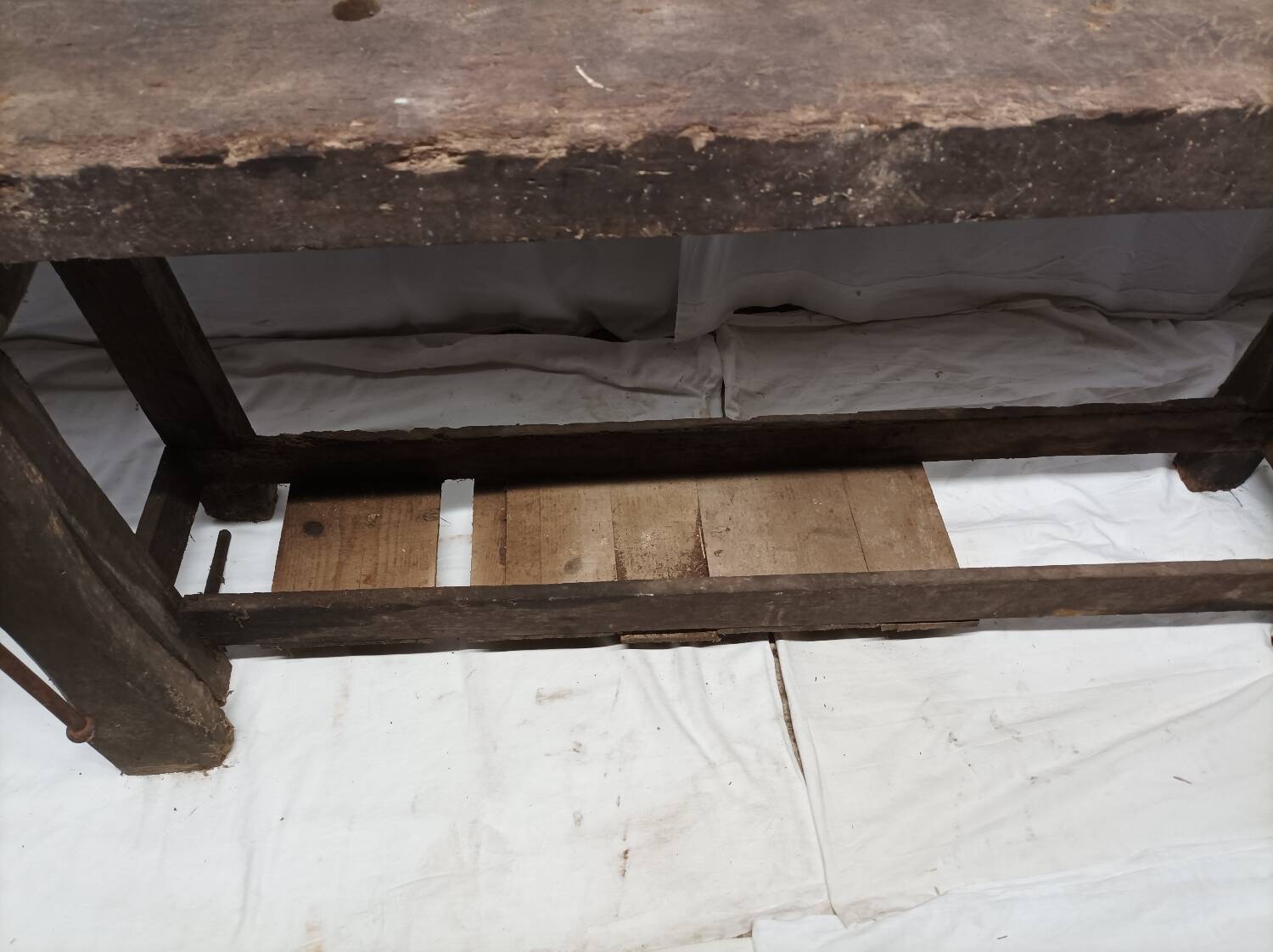 Old vintage wooden workbench