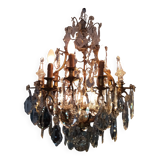 Lustre bronze et pampilles en cristal Baccarat
