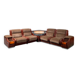 4 seater modular sofa eco-leather vintage modern 70s