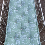 19th century wrought iron baby bed convertible into a bench + wool mattress